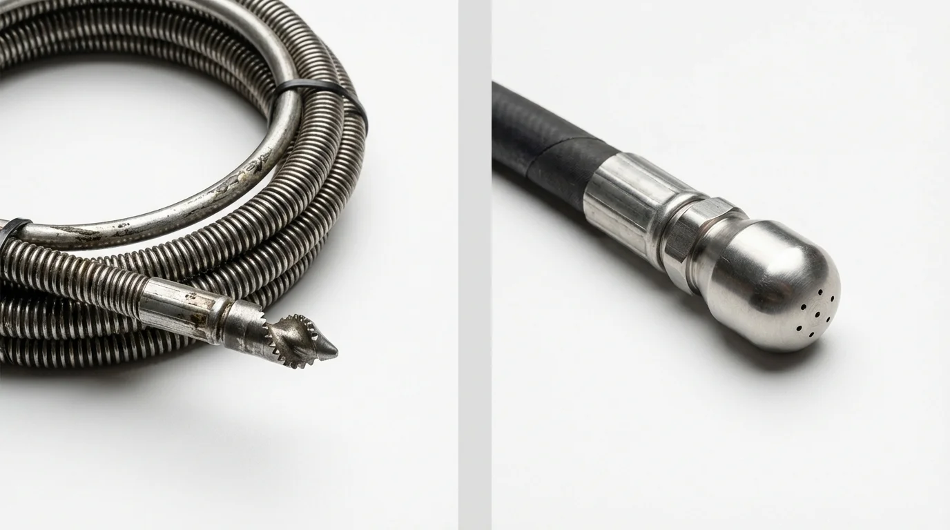 Drain snake cable and hydro jetting nozzle used for drain cleaning in Hilton Head Island, SC