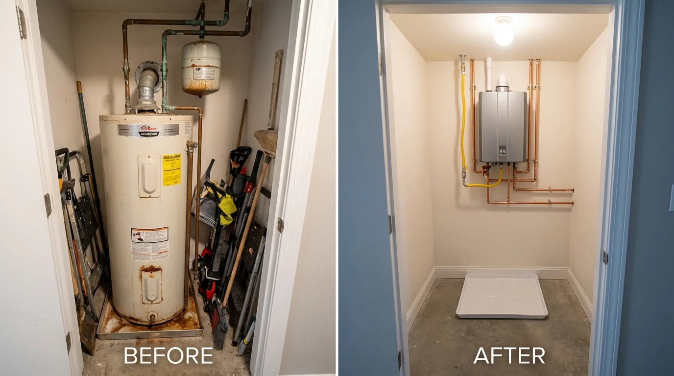 Tank water heater versus wall-mounted tankless unit comparison for Hilton Head Island, SC homeowners