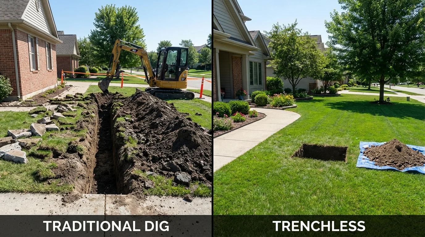 Trenchless sewer repair with minimal yard damage versus traditional excavation in Hilton Head Island, SC